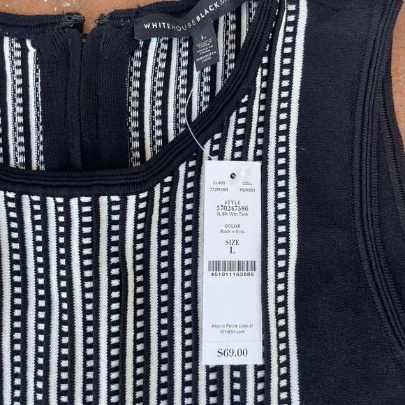 NWT WHBM black and white striped knit top blouse sz L - Picture 4 of 4